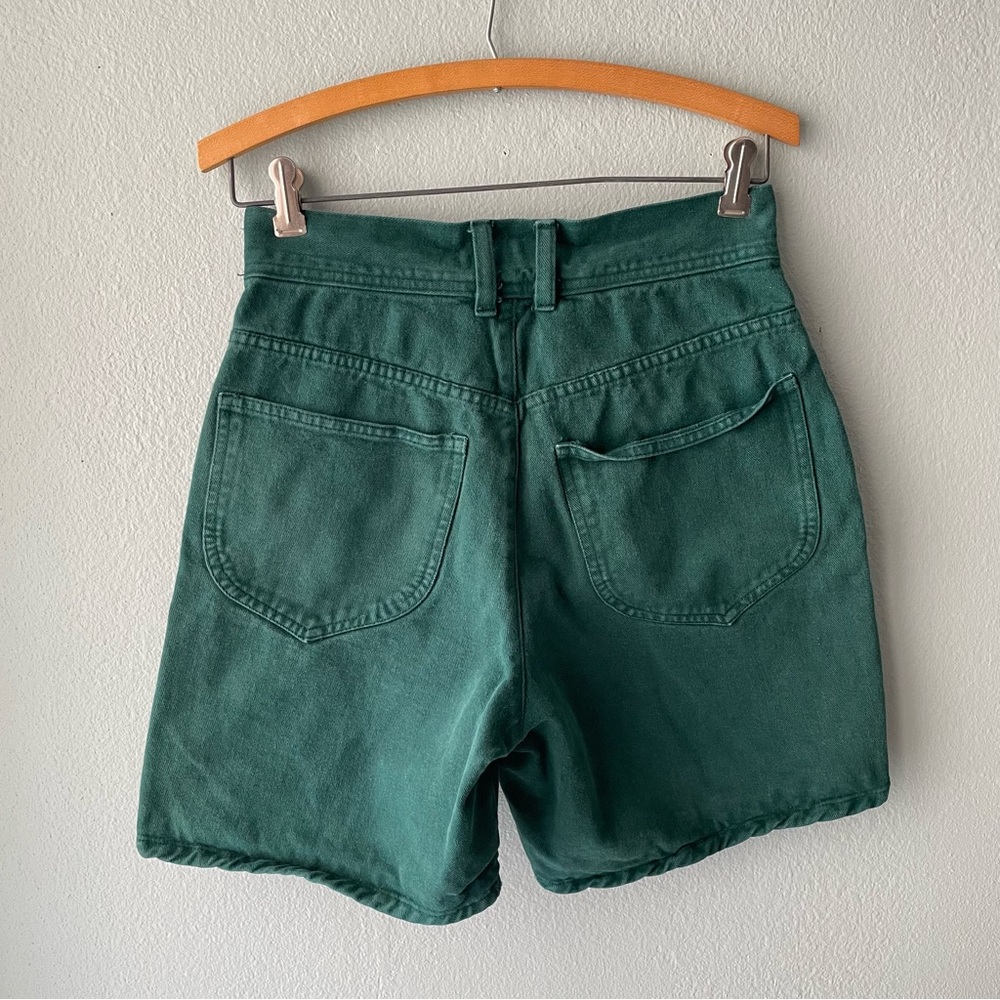 Paris Sport Club | Vintage 90s Forest Green High-Waisted Button-Fly Jeans Shorts - Picture 2 of 6